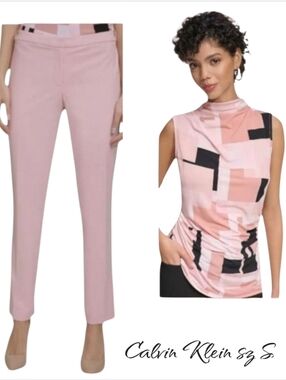 NWT Calvin Klein Geometric Print Top & Slim Dress Pants Set sz S